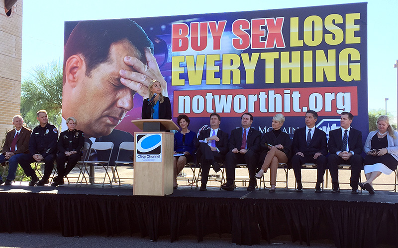 Angelyn Bayless, CEASE Network City Manager, discusses the program to decrease prostitution in the Valley by focusing on the buyers of sex, at a news conference on Monday, Nov. 9, 2015. (Photo by Samantha Witherwax/Cronkite News)